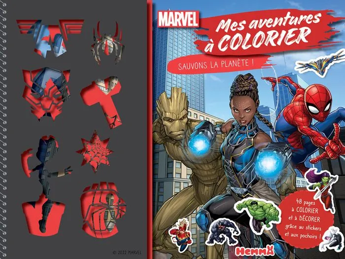 Livre de coloriage - Marvel - Mes aventures à colorier - Dès 4 ans - Stickers et pochoirs-0