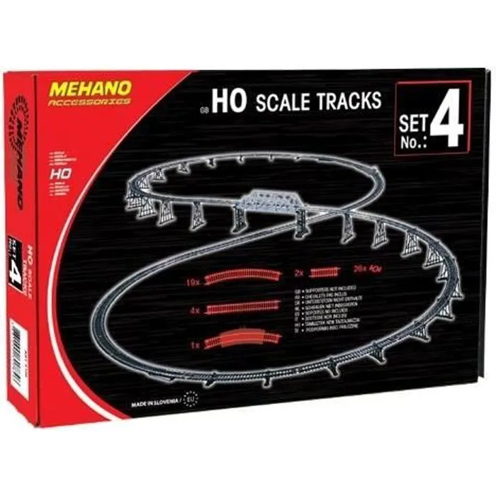 Coffret de rails MEHANO - Modèle n°4 - 52 pièces - Monde miniature ferroviaire - Garçon - A partir de 8 ans-0
