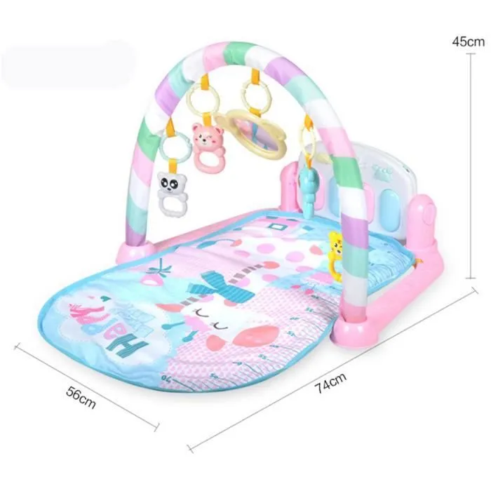 Tapis Musical d'Éveil et d'Activité Piano pour Bébé Aire de Jeu dès la Naissance Rose-3