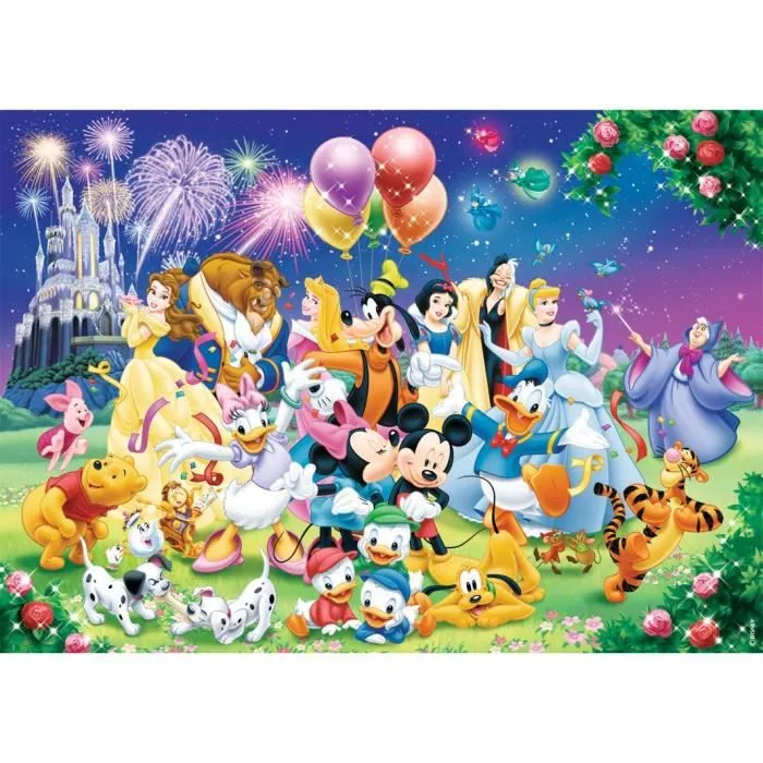 Puzzle 1000 pièces - La Famille Disney - Marque NATHAN - Thème Dessins animés et BD - Mixte - A partir de 13 ans-1