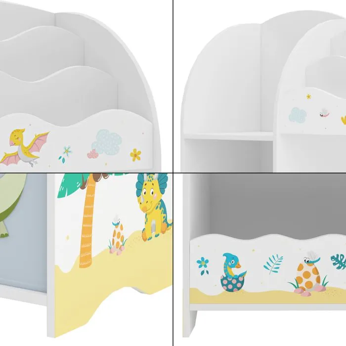 Étagère enfant Lysekil à motif dinosaure 100 x 93 x 30 cm blanc gris-5