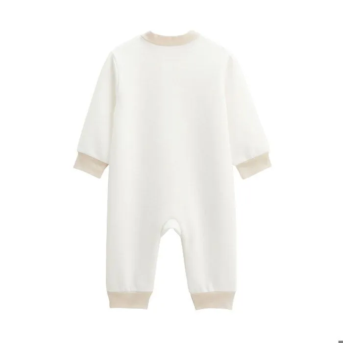 Combinaison bébé - Baby Panda - Ecru - Molleton chaud - Chaussons douillets - Mixte-2