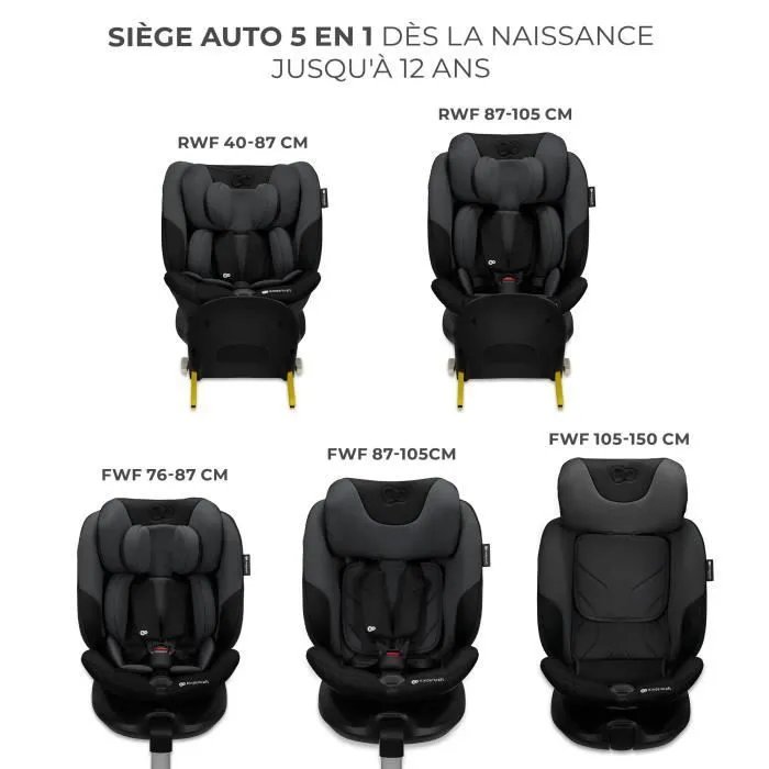 Siège auto I-size 40-150 cm - KINDERKRAFT I-FIX - Siège pivotant 360 - Base intégrée avec isofix - Systèmes de sécurité - Noir-1
