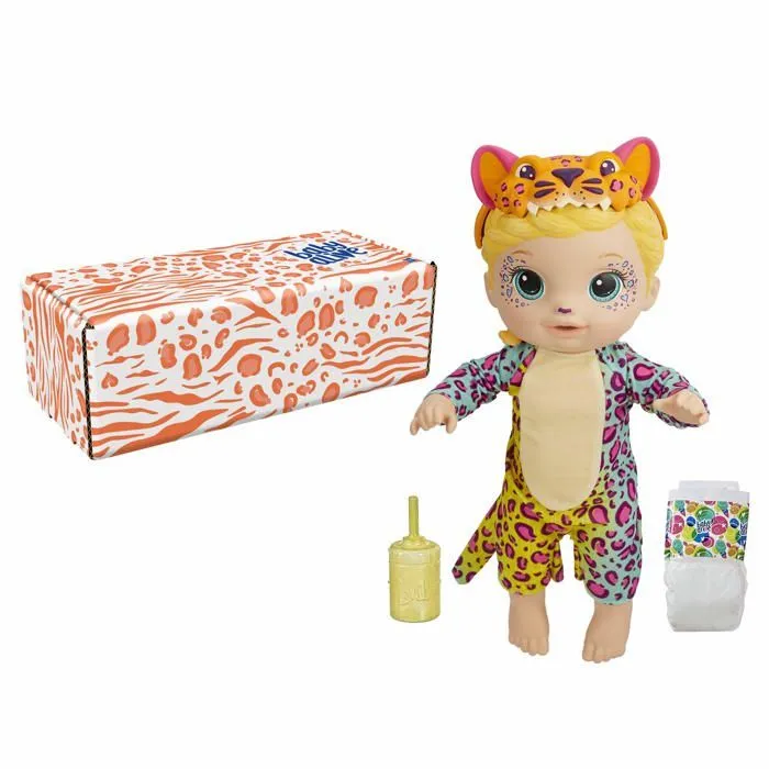 Baby alive - F1231 - , poupee Felins arc-en-ciel, leopard, boit et fait pipi, cheveux blonds, des 3 ans (exclusivite Amazon)-0