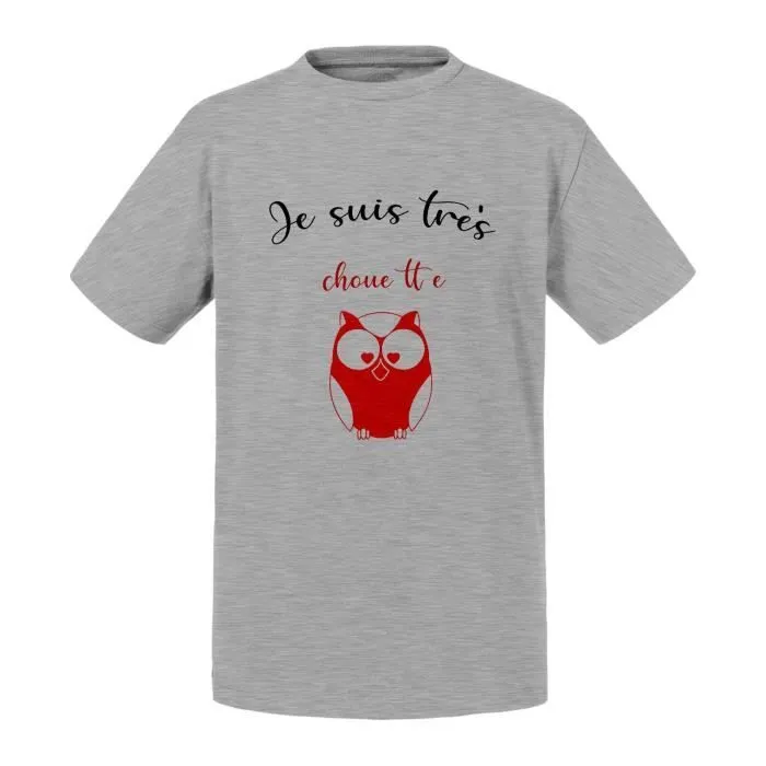 T-shirt Enfant Gris Je Suis Tres Chouette Humour Mignon Hibou-0
