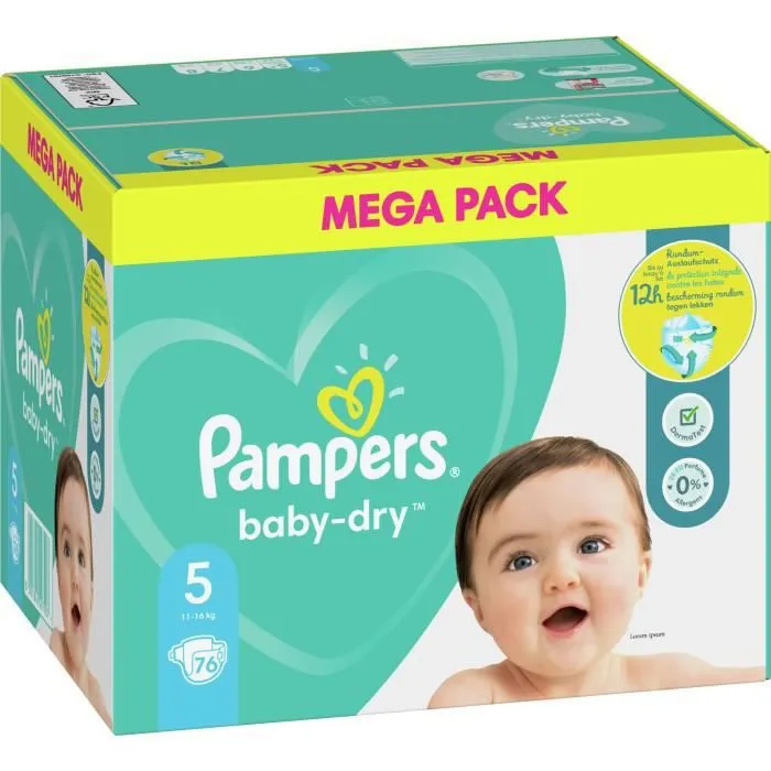 Pampers Baby-Dry Taille 5, 76 Couches-0
