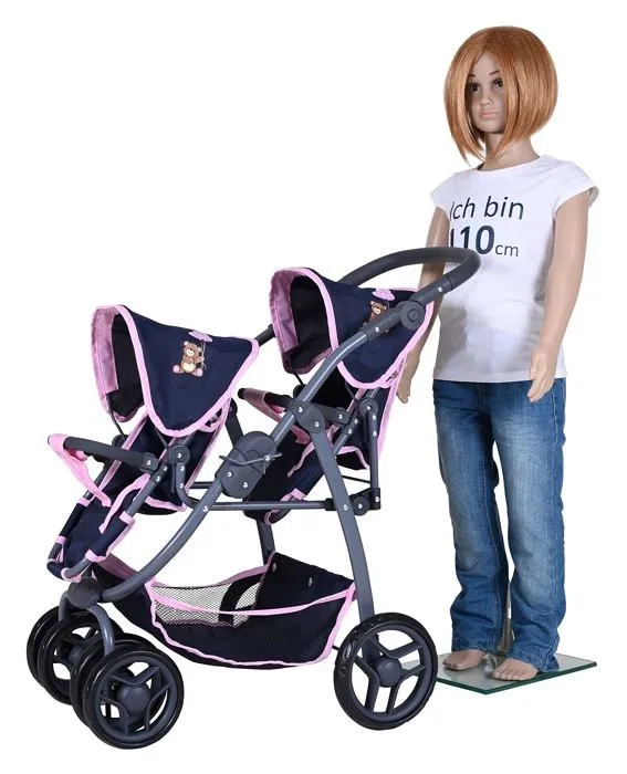 Poussette-chassis poussette Knorrtoys - 16435 - .COM Milo-Navy Bear Poussette Double Bleu fonce Rose-3