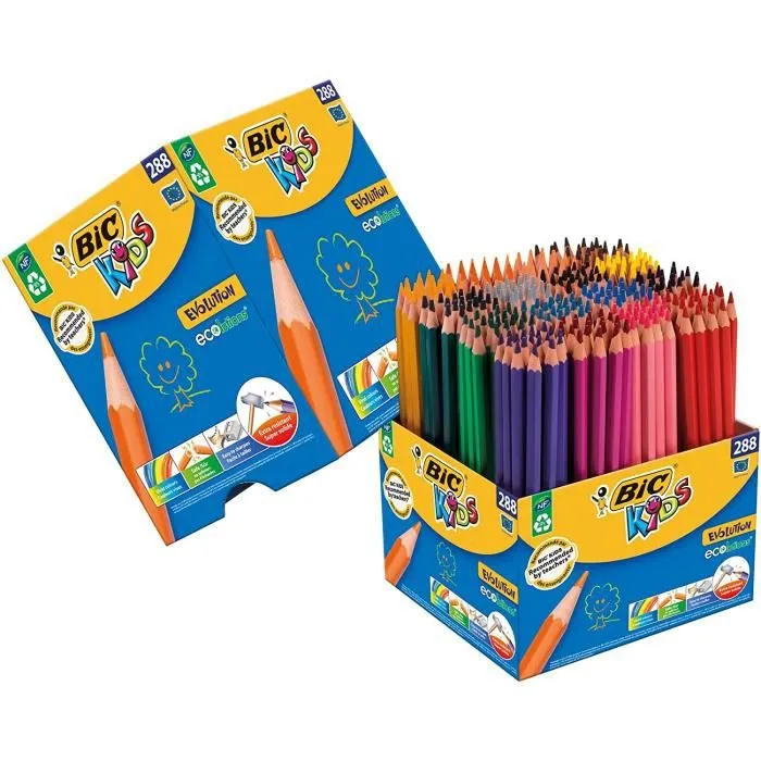 Bic Kids Crayons de couleur Evolution Couleurs assorties (Pack de 288) - 907901-0