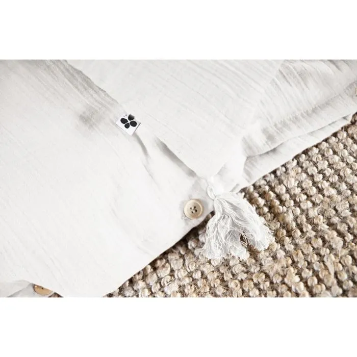 Housse de couette gaze de coton Bio 140x200 cm 1 personne Blanc-3