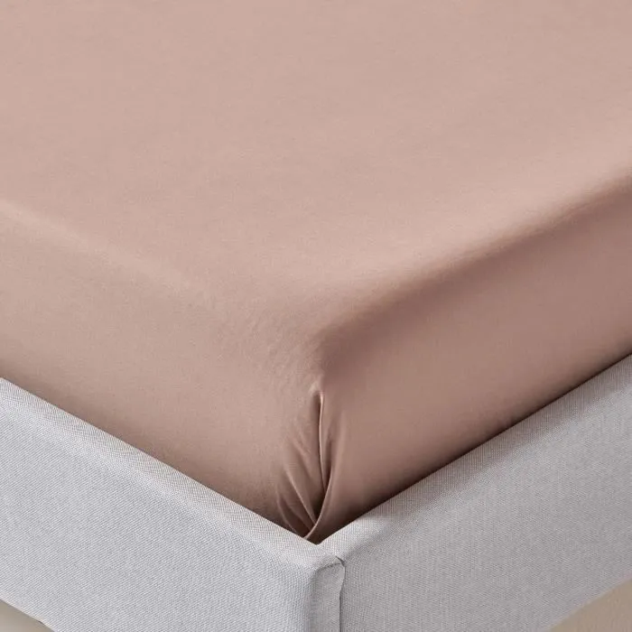 Drap plat uni 100% coton égyptien Bio 400 fils Marron 178 x 255 cm-2