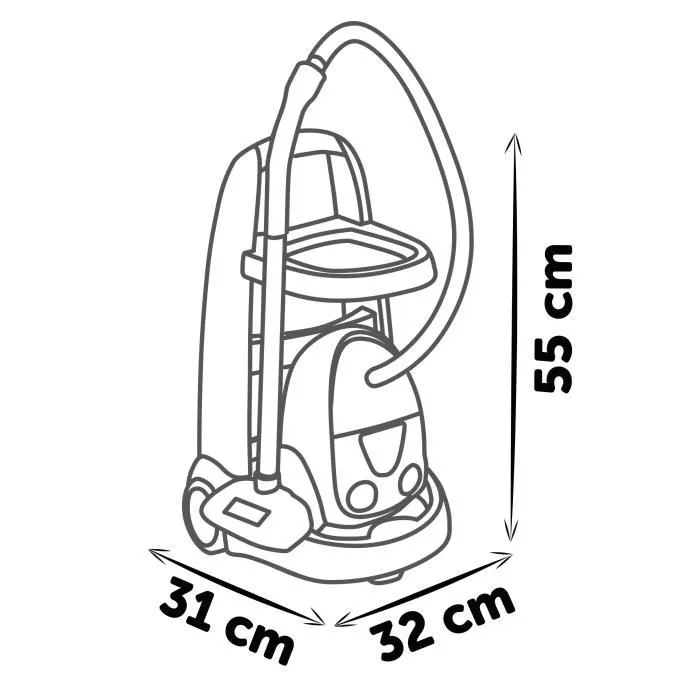 SMOBY - Chariot de ménage + aspirateur électronique avec bruit d'aspiration - 9 Accessoires - Piles Incluses - dès 3 ans-3