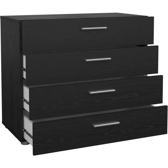 Commode - 4 tiroirs - Noir - L80,2 x P40,25 x H68,1 cm-4