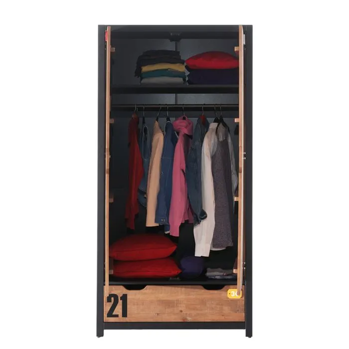 Armoire - Swithome - Alex - 2 portes - Bois massif - Style industriel-1