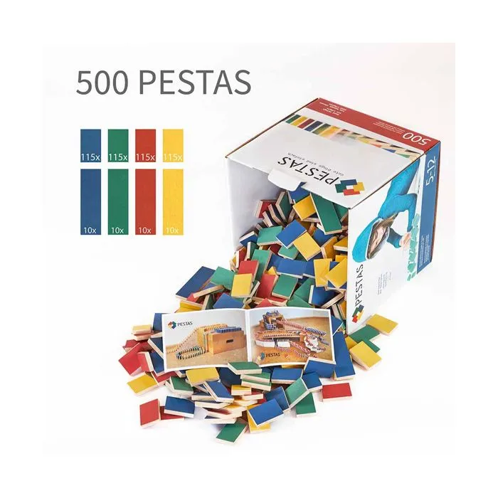 Jeu de construction PESTAS - 500 dominos pour enfant à partir de 5 ans - Marron-2
