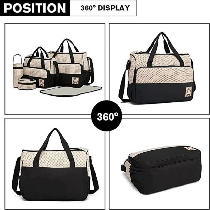 Set de 5pcs Sac à Main Langer Bébé Maman pour Prom - ANKKO - Mixte - Marron - Quotidien - Microfibre-2