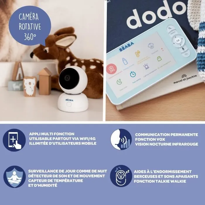 BEABA Écoute bébé Vidéo Zen Premium - Caméra rotative 360°, vision nocturne infrarouge-4