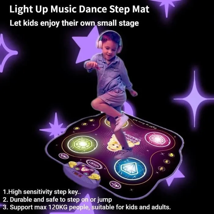 Tapis de danse électronique pour enfants - Marque - Modèle - Bluetooth - LED - Antidérapant-1