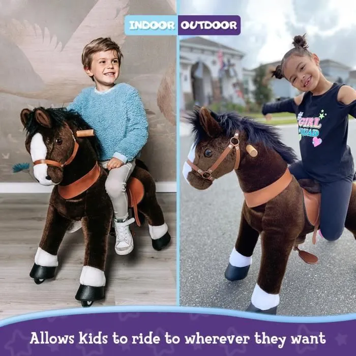 Trottinette 4 Roues pour Enfant 4~9ans - PonyCycle® - Marron - hauteur 90cm - max capacité 40kg - Cheval Trottinette à Pédale-1