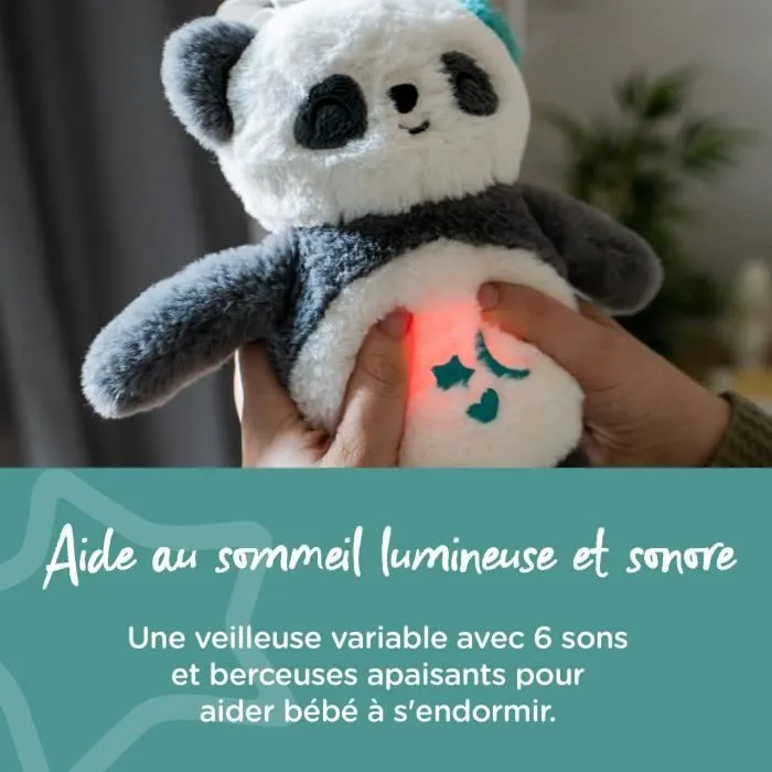TOMMEE TIPPEE, Peluche veilleuse de luxe avec CrySensor, 6 sons apaisants, USB, lavable en machine, Pippo le Panda-1