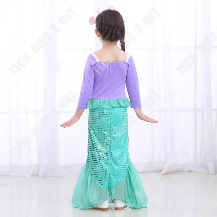 TD® Sirène sequin robe costume filles robe de princesse enfants costumes de Noël doux pour la peau respirant-2