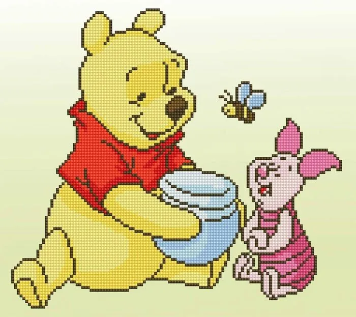 Jeu de sable a coller Vervaco - PN-0175277 - Diamond painting kit Disney Pooh avec Porcelet-0
