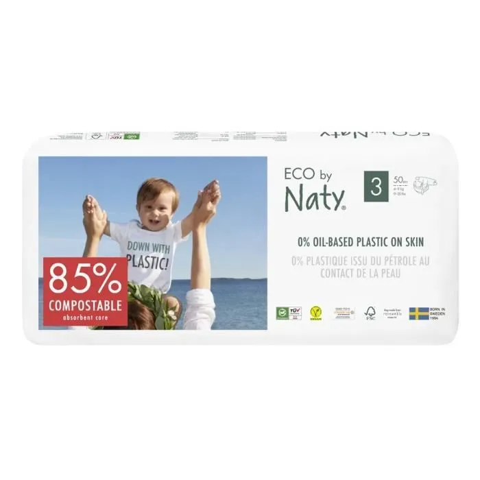 NATY - Lot de 2 paquets de couches Taille 3 Midi 4-9 kg 100pcs-1
