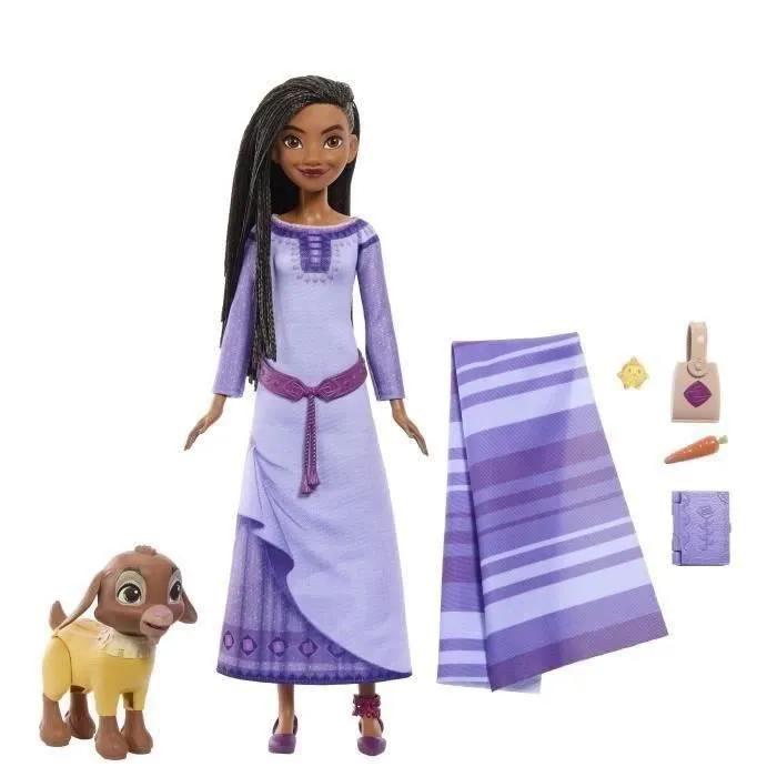 Disney-Wish-Coffret aventure Asha du Royaume de Rosas-Poupée, animaux HPX25-0