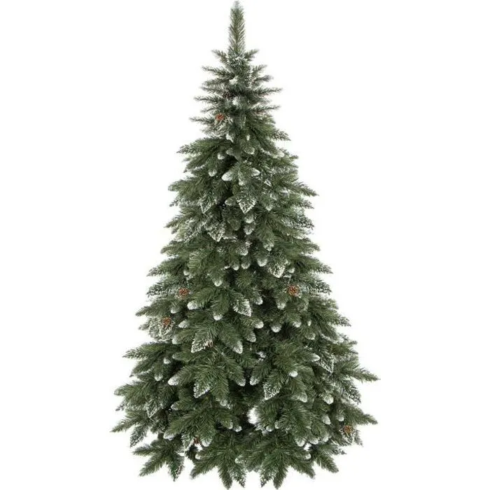 Sapin de Noël artificiel - SPRINGOS - 150 cm - Neige artificielle - Vrais cônes - PVC-0