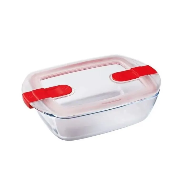 Boîte rectangulaire avec couvercle - PYREX - 1451025 - 28 x 20 cm - 2,5 L - Cook & Heat - Base en verre borosilicate-0