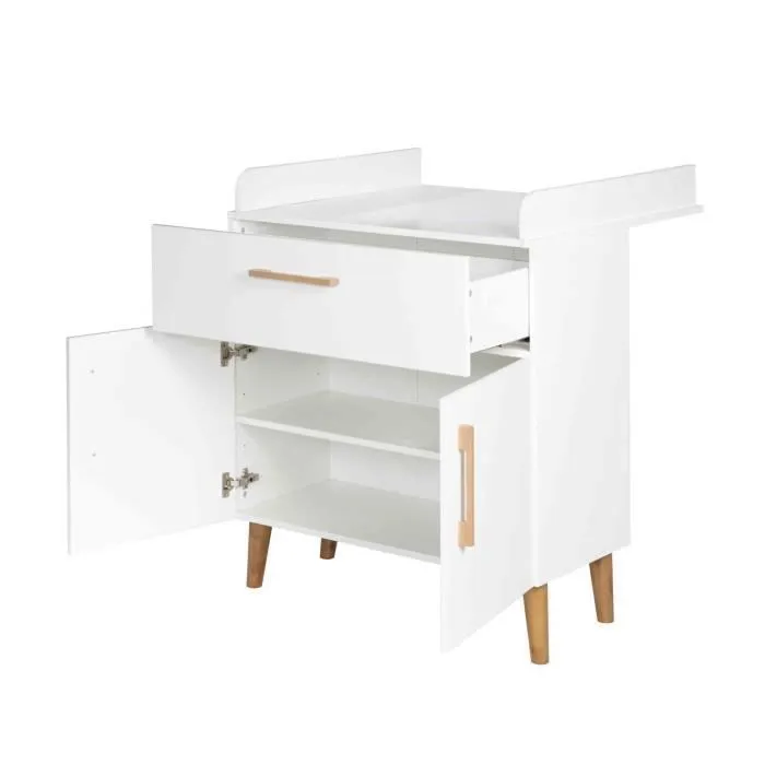ROBA Commode à Langer "Mick" à Plan Amovible - Style Scandinave - Blanc-2