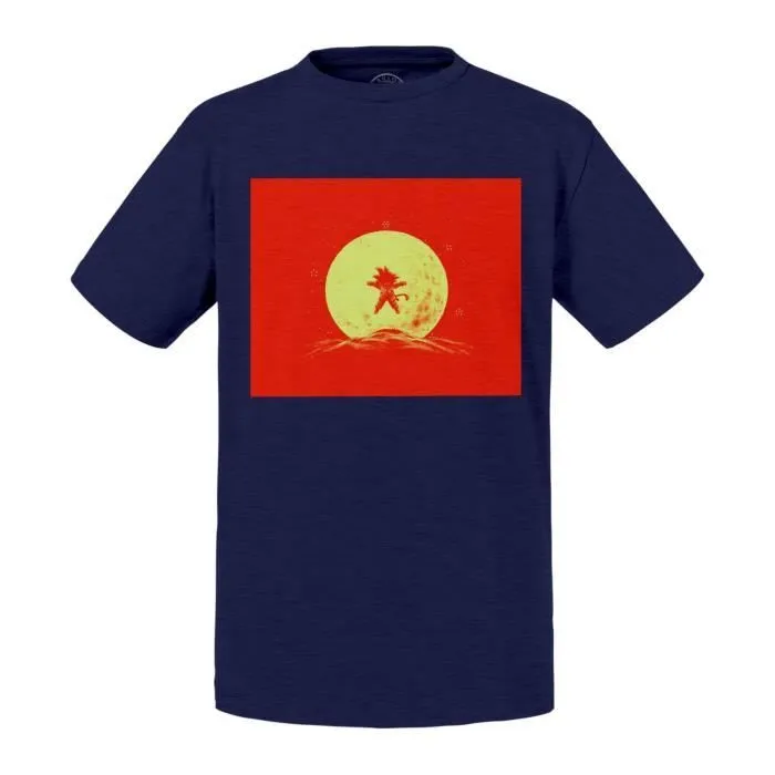T-shirt Enfant Bleu Sangoku Pleine Lune Dragon Ball Manga 90's-0