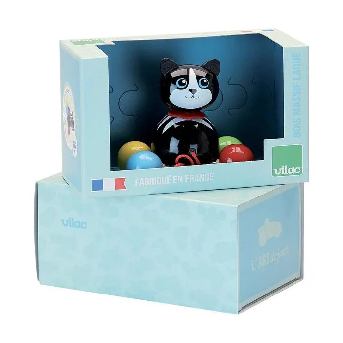 Jouet à tirer - VILAC - Minou le chat - Bois - Bleu - A partir de 12 mois-1