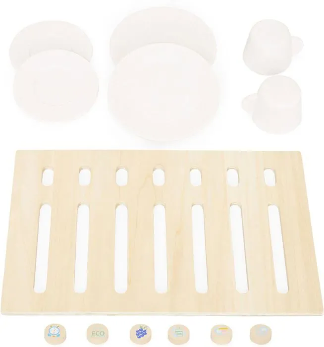 Jouet d'imitation Enfant- Imitation Lave Vaisselle en Bois- Mamabrum- Avec des ustensiles et tablettes de lave vaisselle- Norme CE-5