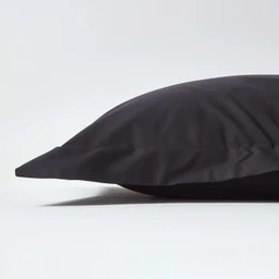 Taie d'oreiller volant plat en coton égyptien 200 fils coloris noir 50 x 75 cm-1
