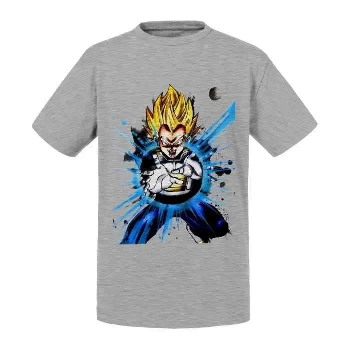 T-shirt Enfant Gris Vegeta Canon Garric Dragon Ball Z Super Saiyan Dbz Manga-0