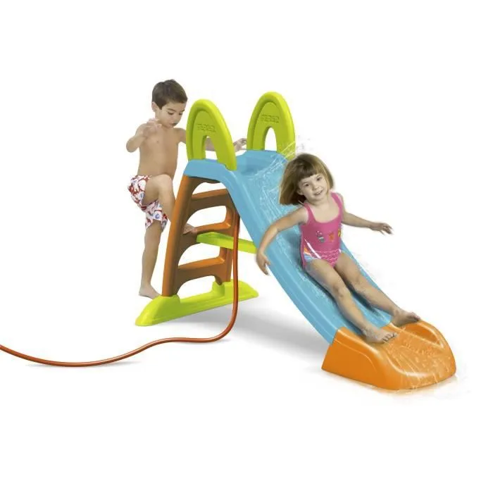 Toboggan Slide Plus à eau - Plastique anti-UV - FEBER - Marches antidérapantes-4