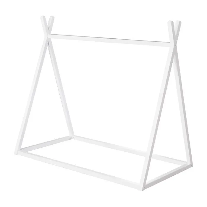 Lit Tipi 70 x 140 cm pour Enfants ROBA - Bambou Certifié FSC - Lit Indien pour Garçon et Fille - Bois Laqué Blanc-0