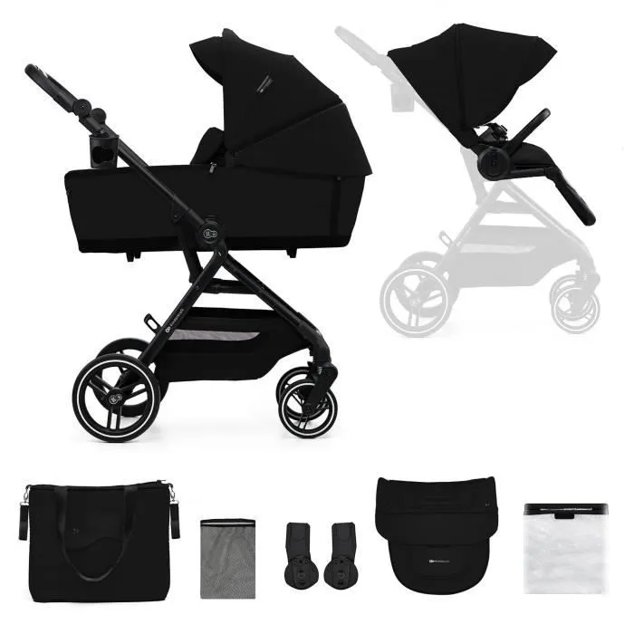Poussette multifonctionnelle 2 en 1 - KINDERKRAFT YOXI - Légère et maniable - imperméable avec filtre UPF50+ - jusqu'à 4 ans - Noir-0