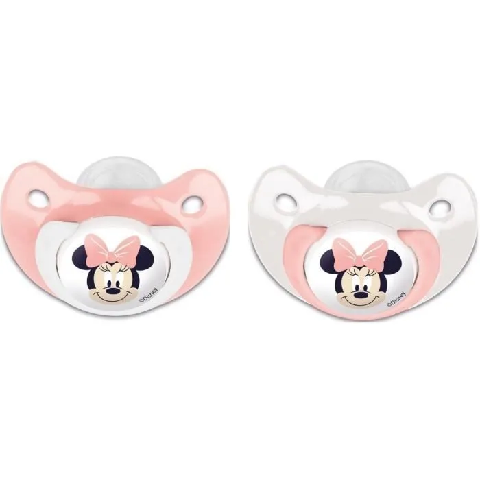 Lot de 2 sucettes - THERMOBABY - Silicone orthodontique - Avec clip protection - 0-6 mois - Minnie-0