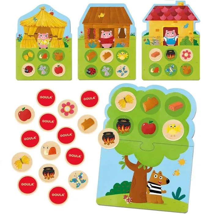 Jeu éducatif - GOULA - Memo et loto les 3 petits cochons - Enfant - Intérieur - Mixte-2