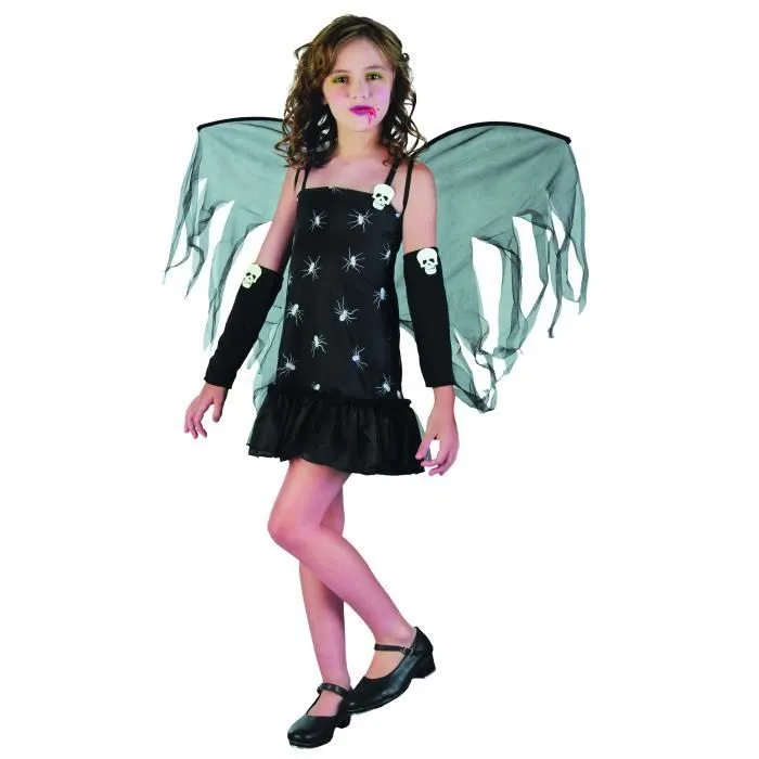 Costume de Démon Tête de mort - Déguisement Fille Carnaval Anniversaire Fête Halloween - Taille 5 à 11 ans-0