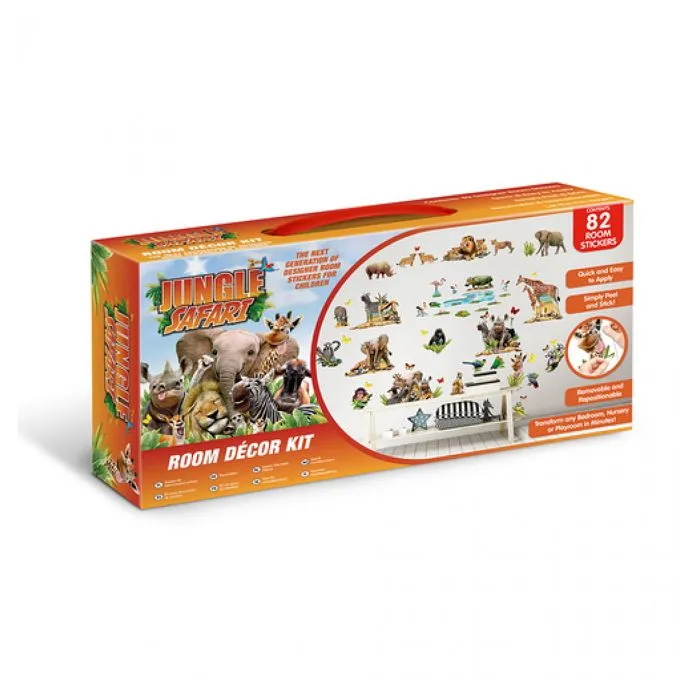 Stickers Jungle Safari - W WALLTASTIC - 82 stickers - Thème Déco - Vinyle Beige-2