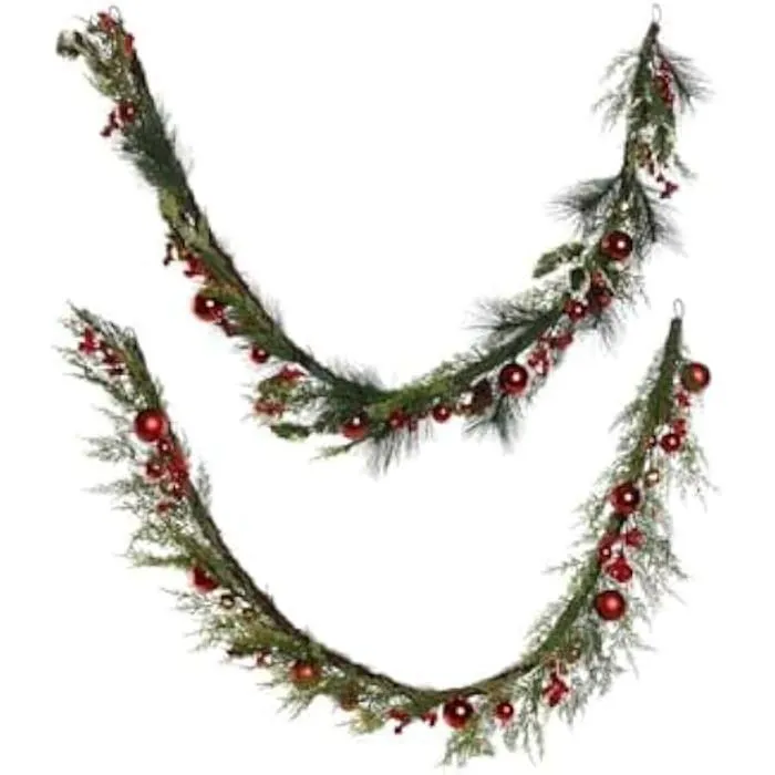 Guirlande de Noël - HOME ESPRIT - Rouge Vert - Polyéthylène - 180 cm - 2 unités-0