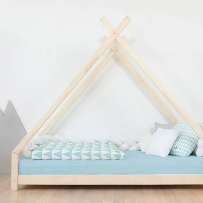Lit enfant tipi - GENERIQUE - TAHUKA - Bois massif - Vert sauge - A lattes-2