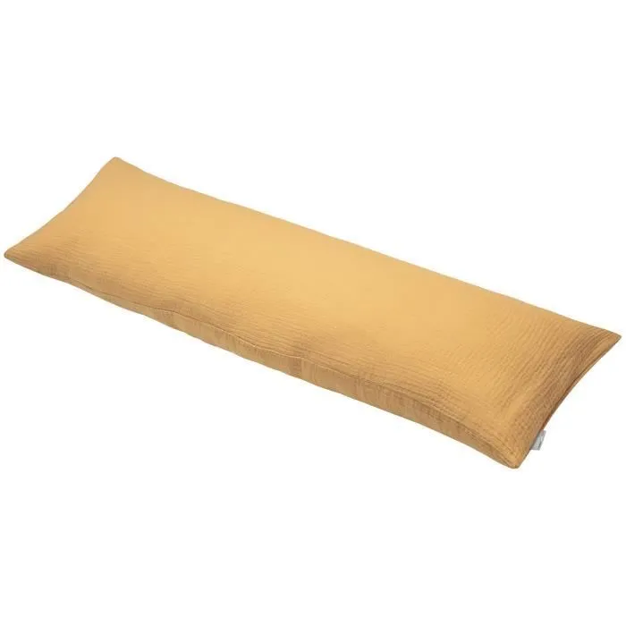 Housse en gaze de coton pour traversin plat Jeanne 160 cm Camel-0