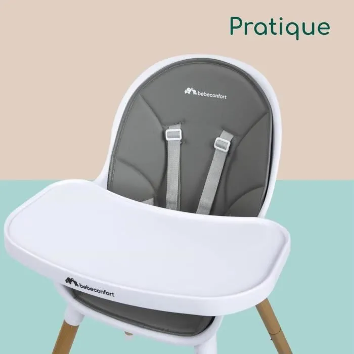 BEBECONFORT AVISTA Chaise haute évolutive, Dès 6 mois jusqu' à 6 ans (30 kg), se transforme en petite chaise enfant, Warm Grey-3