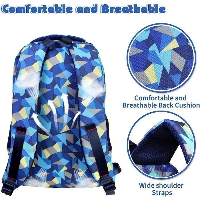Sac à Dos Enfant - LECOO - Cartable Garçon Fille Primaire - Bleu - Imperméable - Multicouche-2