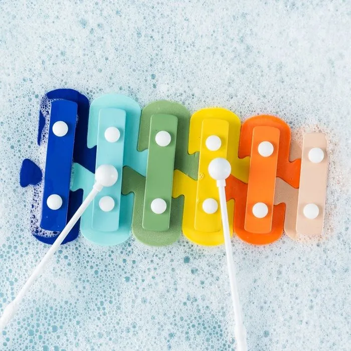Jouet musical - Tiger Tribe - Xylophone pour le bain - 6 touches en métal - 2 partitions imperméables - Flottant-3