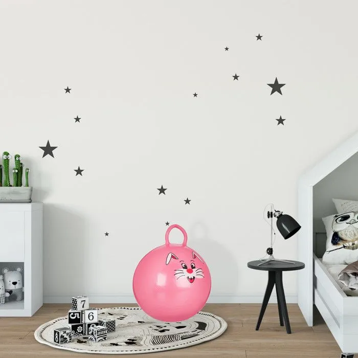 Relaxdays Ballon sauteur, Ballon gonflable sauteur motifs animaux, intérieur et extérieur, poignée, 45cm diamètre, rose-1