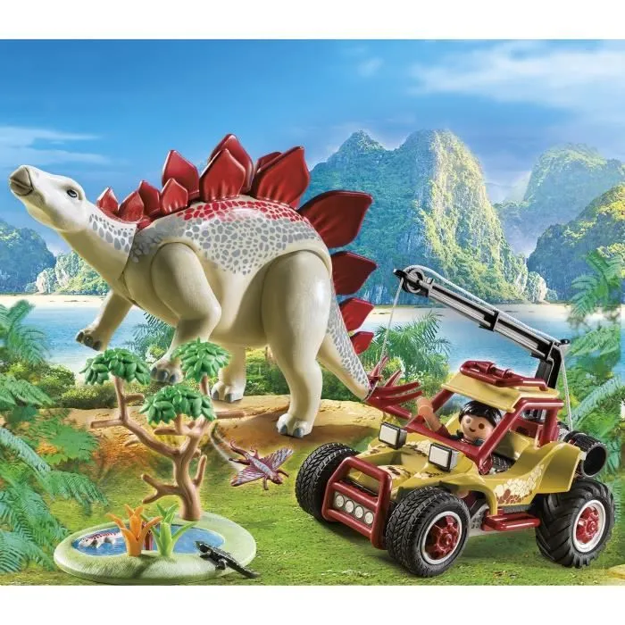 PLAYMOBIL 9432 - Dinos - Explorateur Avec Véhicule et Stégosaure-1